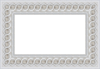 Detail of an old Italian molding stone eaves with flowers and fruit plants - frame concept with copy space