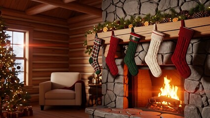 fireplace with christmas decoration