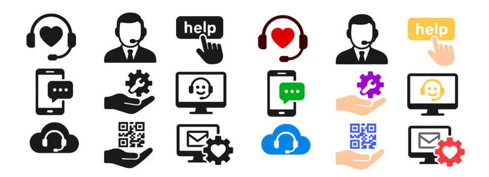 Customer Support and Help Desk Icons &ndash; Communication, Service Tools and IT Assistance