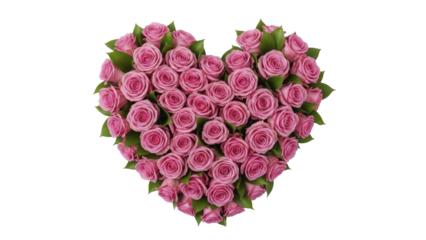  Pink Roses Heart Shape Arrangement on a transparent background PNG image PNG file