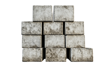 Macro shot of gray concrete blocks highlighting rough surfaces, edges, and structural details for masonry work