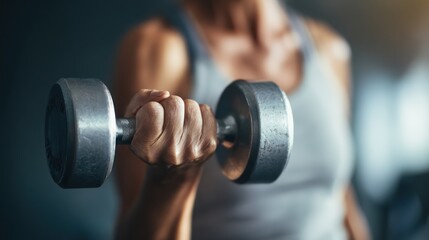 Woman Lifting Dumbbell for Strength and Fitness Training