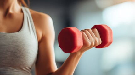 Arm Workout: Female Demonstrating Dumbbell Exercise