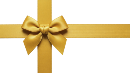  Elegant Gold Ribbon Bow for Valentine's Day Gift Decoration on a transparent background PNG file