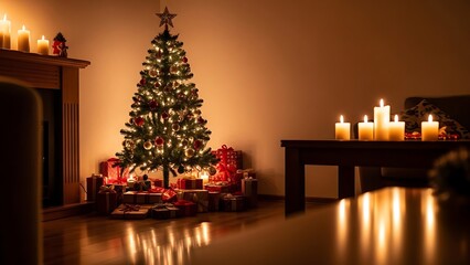 christmas tree with candles background