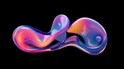 Futuristic glossy liquid form with chromatic gradients on dark backdrop for visuals