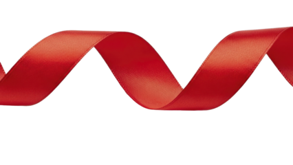 Red Satin Ribbon Swirl on a transparent background, PNG image for Valentine's Day