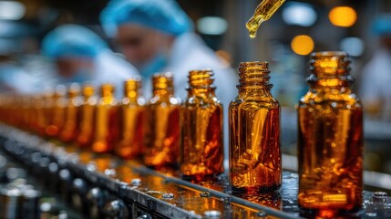 Pharmaceutical Factory Production Line with Glass Bottles Filling Process