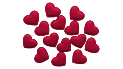  Red Velvet Hearts Scattered on a Transparent Background PNG Image File for Valentine's Day Love Romance