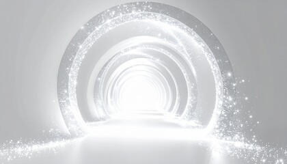 Naklejka premium Bright Futuristic Archway Tunnel with Sparkling Lights and Glowing Effect