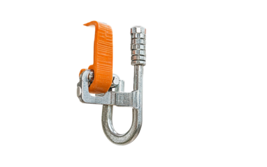 Advanced close-up of scaffold equipment highlighting metal parts and safety features