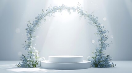 Ethereal winter archway with circular display platform