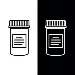Outline of Medicine Bottle on White and Black Backgrounds pill bottle prescription 