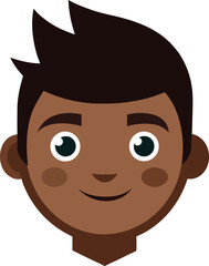 Stylized dark chocolate skin tone human head silhouette flat design icon for diverse representation