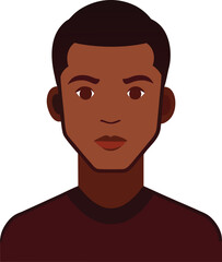 Clean line portrait icon featuring a dark mahogany skin tone presented as a flat vector illustration