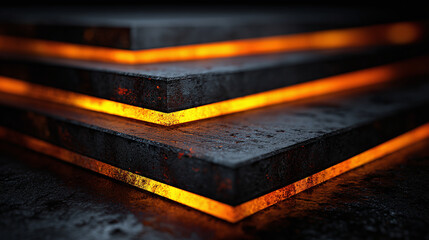 Abstract composition of illuminated layers creating a sense of depth and modernity