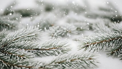 christmas tree branches with snow