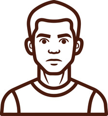Deep espresso skin tone outline portrait icon with smooth vector lines