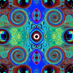 Naklejka premium Psychedelic Eye Mandala Pattern - Colorful Abstract Hypnotic Art. This hypnotic and colorful.