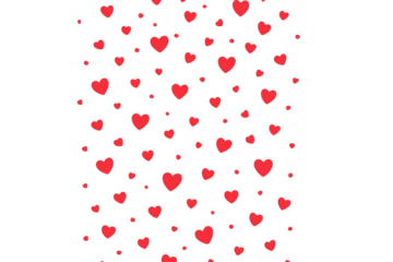 Red hearts pattern on transparent background