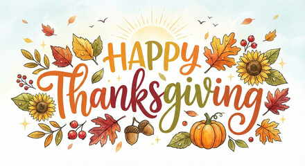 autumn Happy thanksgiving poster. AI