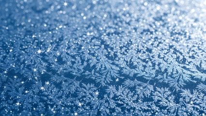 Obraz premium Frozen ice crystal macro texture with cool winter blue tones for seasonal backgrounds