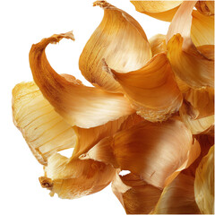 Close up macro view of golden crispy potato chips against a dark background