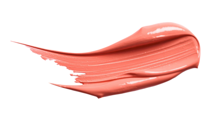 textured abstract coral color paint stroke isolated on transparent background, png