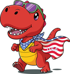 Cute Dinosaur Kids T-Shirt Design Vector, Cartoon Dino Rocket Space Illustration, Roaring T-Rex Cartoon Artwork for Kids, Dinosaur Pirate Character Kids Graphic