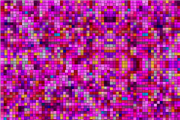 Vibrant Pink and Purple Seamless Pixel Mosaic Background - Abstract 3D Cube Tile Pattern for Digital Art, High-Energy Tech, Gaming Surface, and Colorful Contemporary Design Wallpaper