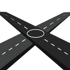 Fototapeta premium Straight road vector template isolated on background. Straight road highway with white lines on the roadside and broken center lines.