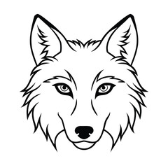 Black and white vector illustration of a wild wolf head, great for a tribal tattoo or a mascot design