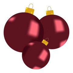 3D-illustration beautiful glossy red colored group of christmas balls rendering isolated