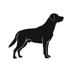 Simple silhouette of a labrador retriever standing in a side profile view