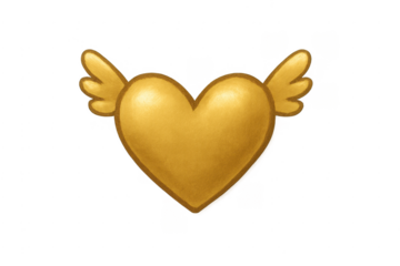Golden flying heart symbol representing love and passion
