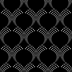 Black and white seamless pattern. Modern geometric background. Dotted grid.