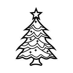 Abstract vector illustration of a colorful evergreen pine tree, perfect for a modern Christmas and New Year holiday card design