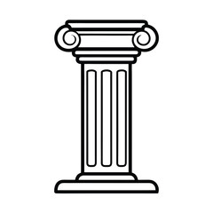 Antique Greek or Roman architectural stone column on a pedestal, illustrated in a classic style