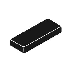 Simple black rectangular prism with rounded edges on a black background