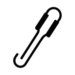Simple line icon of a safety pin on a black background