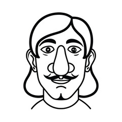 Funny cartoon man vector face illustration drawing character sketch