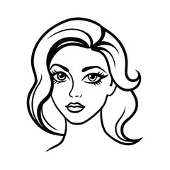 Fashion drawing of a beautiful woman with long hair profile silhouette vector sketch and glamour style illustration