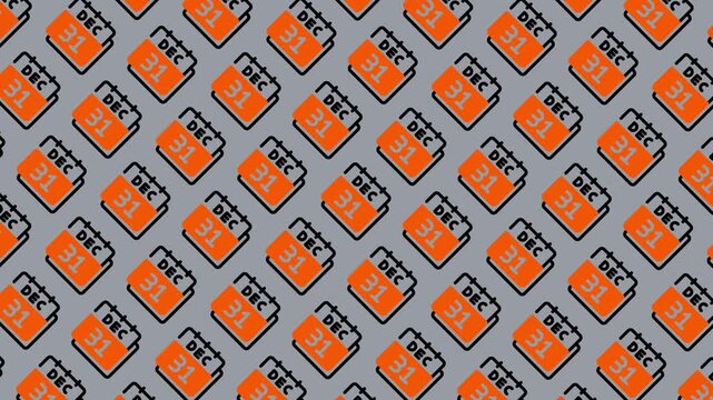 Seamless Pattern of Orange Calendar Icons with December 24th Highlighted.