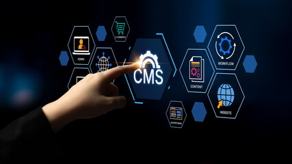 Concept of a Content Management System (CMS). A platform for website administration, digital...