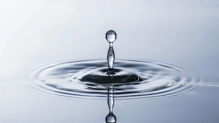 Macro frozen water droplet close-up with ripple texture for abstract fluid artwork and minimalist design concept