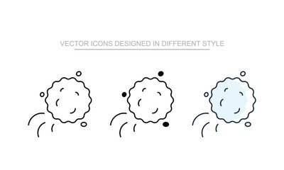 Snowball Throw icons set in different style with white background