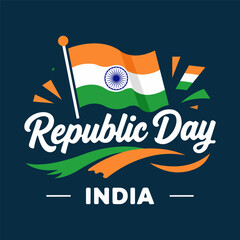 India republic day flag typography, vector art illustration.