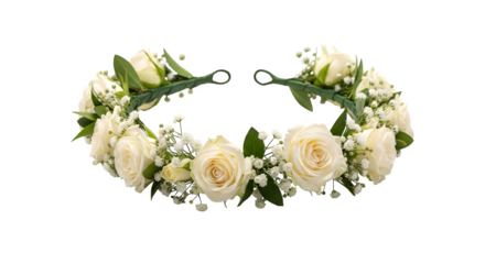 Delicate floral crown composed of pastel roses and lush greenery perfect for weddings or bohemian style isolated on transparent background