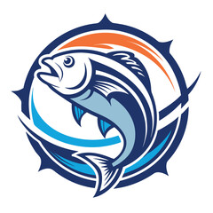Abstract seafood company emblem design