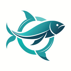 Minimalist twin fish logo design with smooth lines